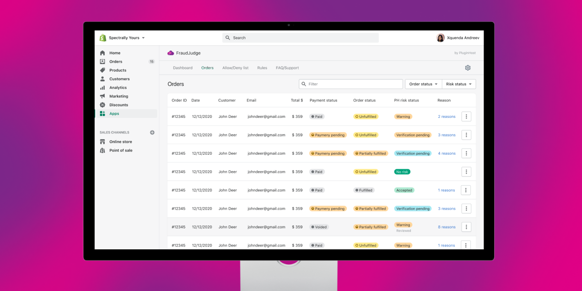 Shopify app Fraude Judge - System Development