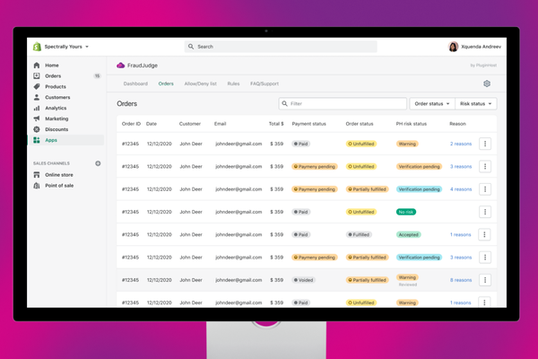 Shopify app Fraude Judge - System Development