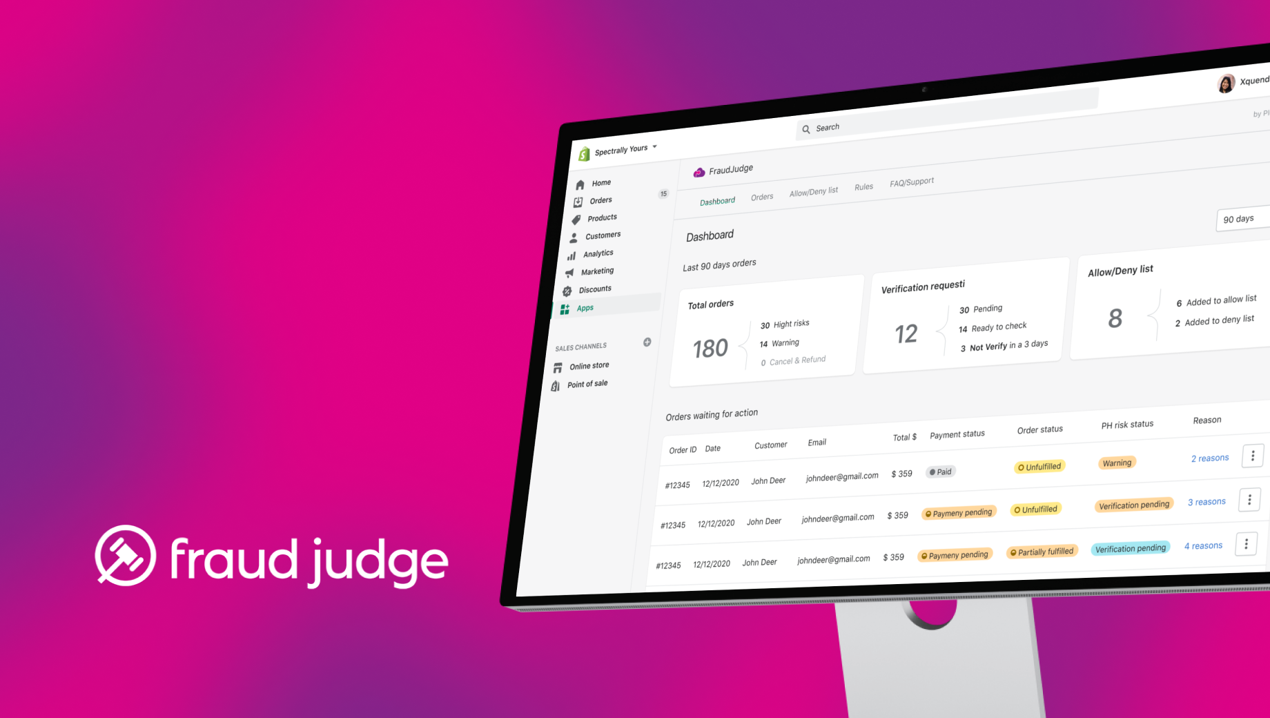 Shopify app Fraude Judge Sistēmu izstrāde