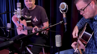 David Marais and Tim Barrier performing for Stanley British Primary School's Bulldog Fest fund raiser.