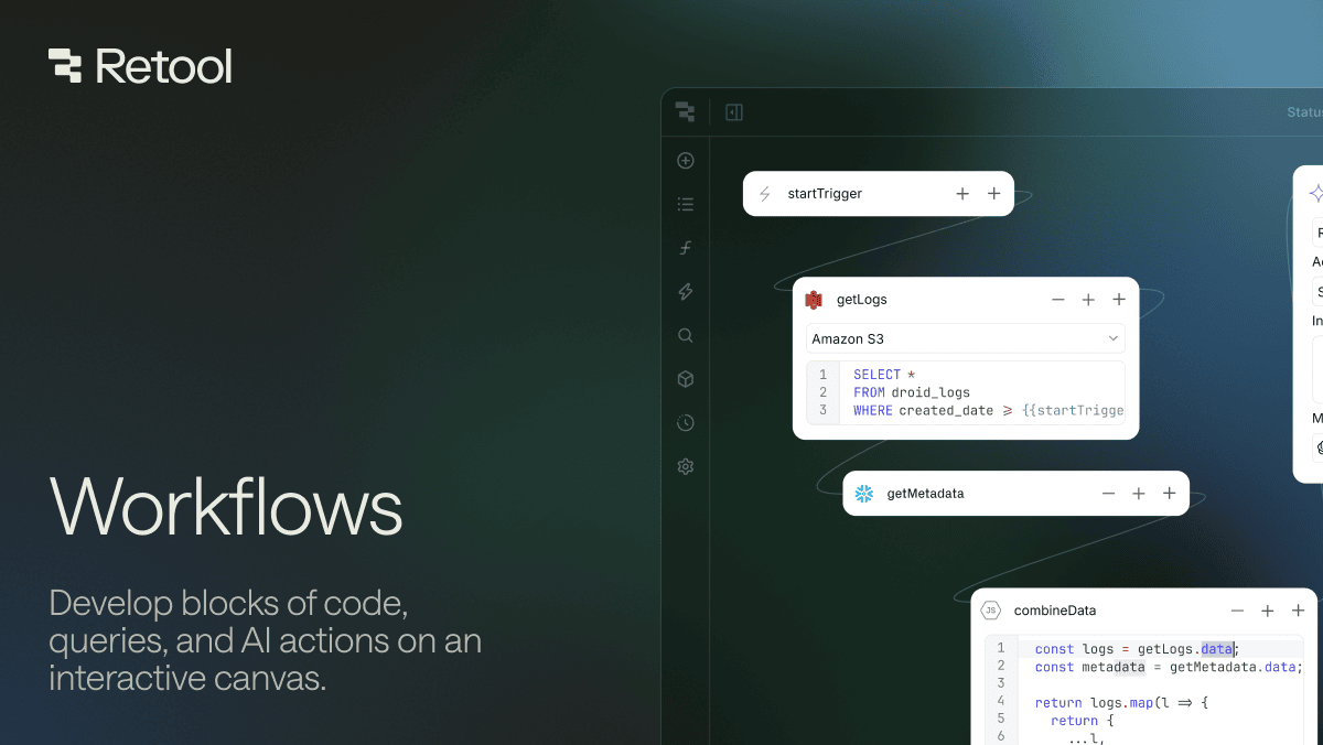 Visual workflow automation, built for developers | Retool