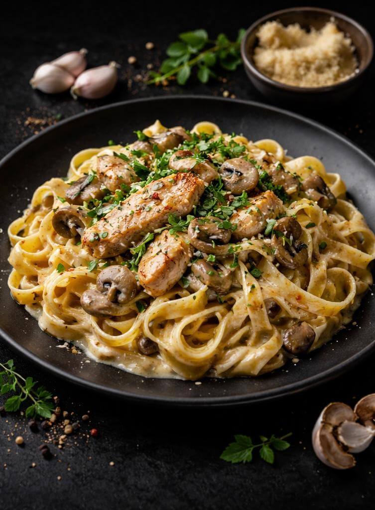 ФЕТУЧИНИ С КУРИЦЕЙ И ГРИБАМИ