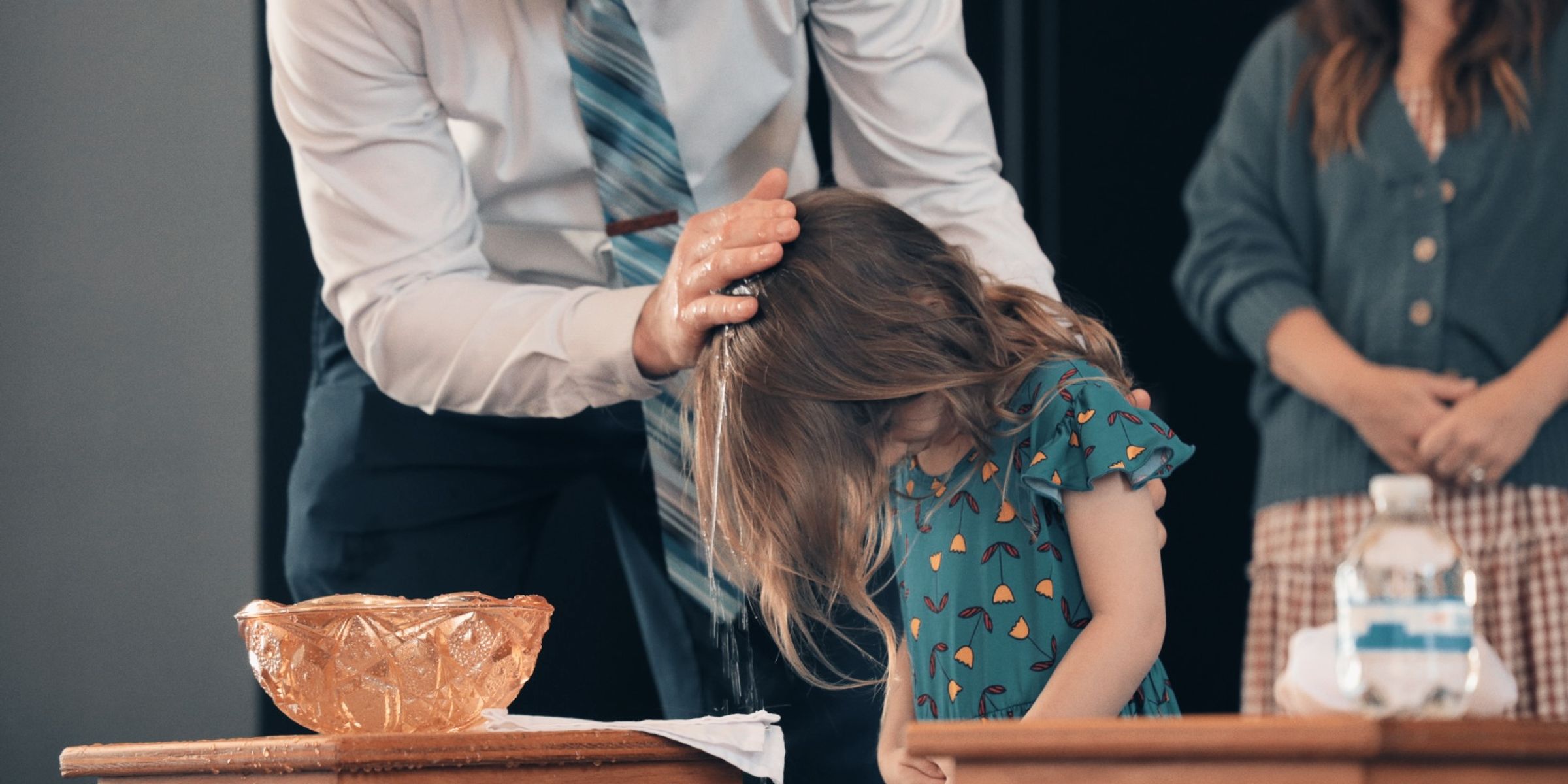 A child being baptized