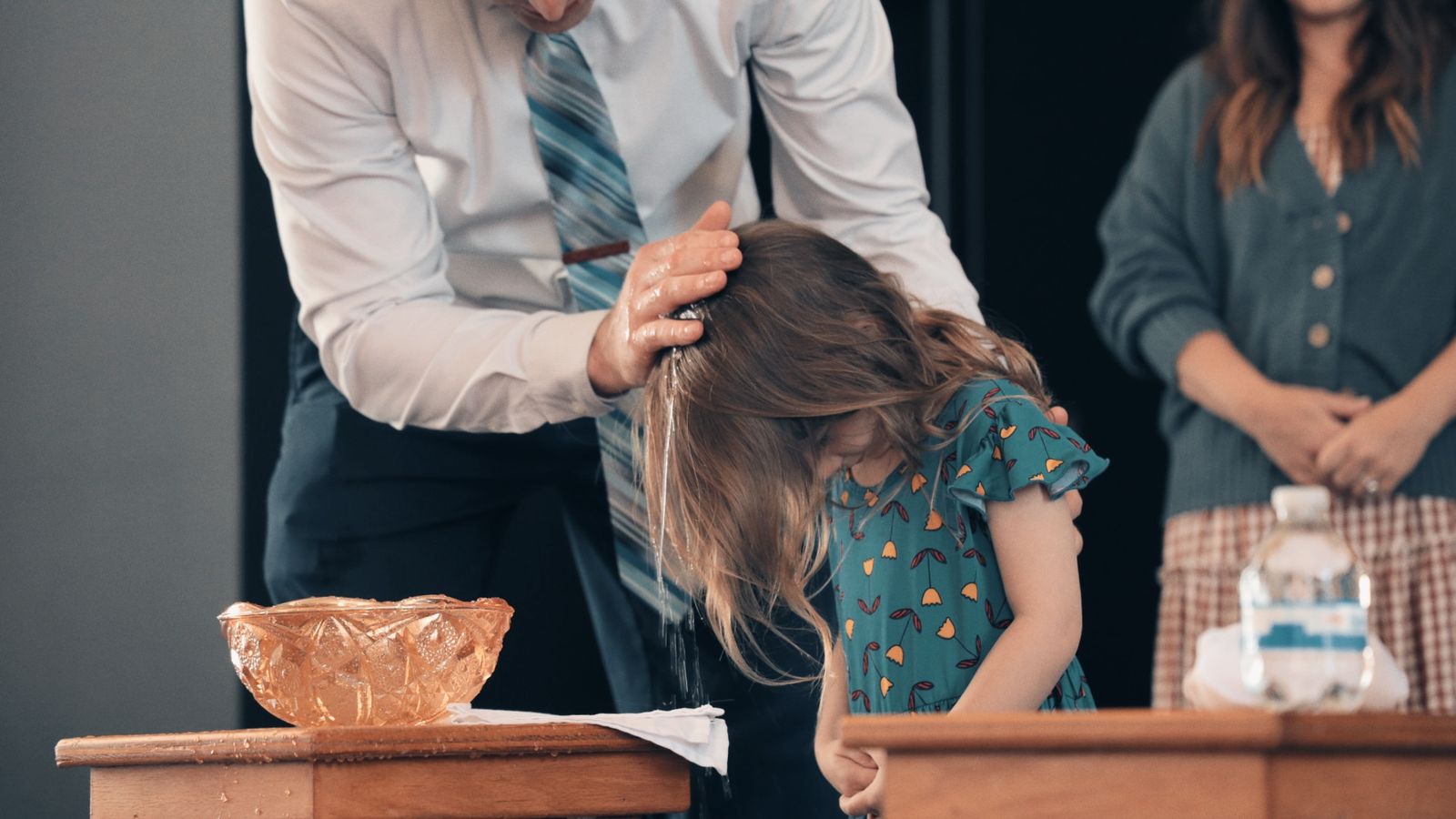 A child being baptized
