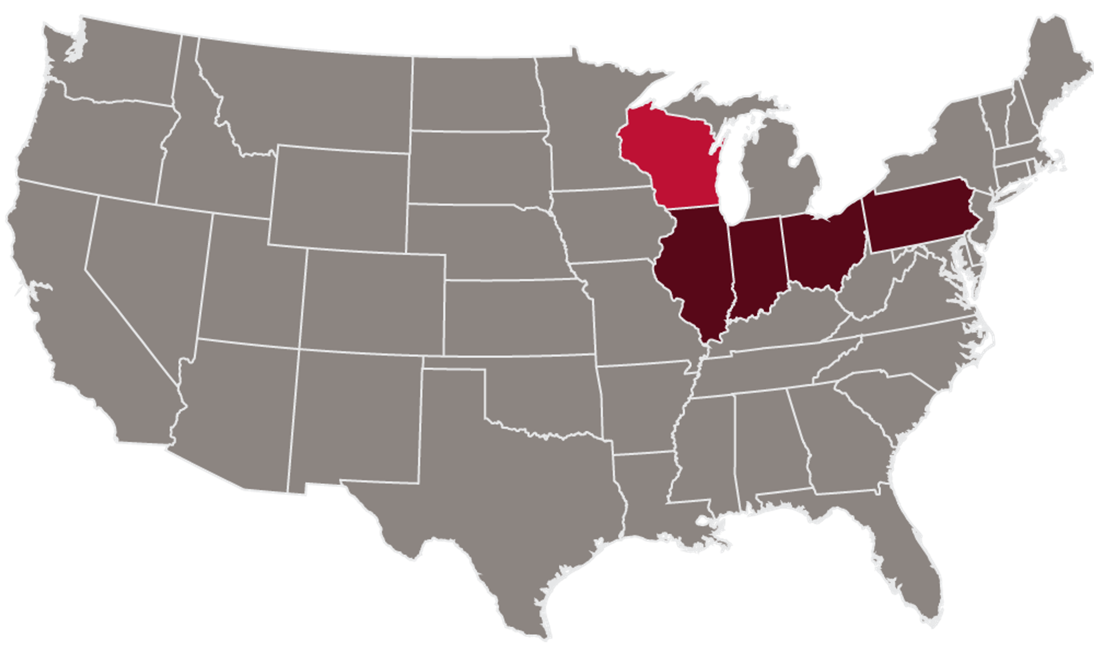 Us Map highlighting Imperial's service area.