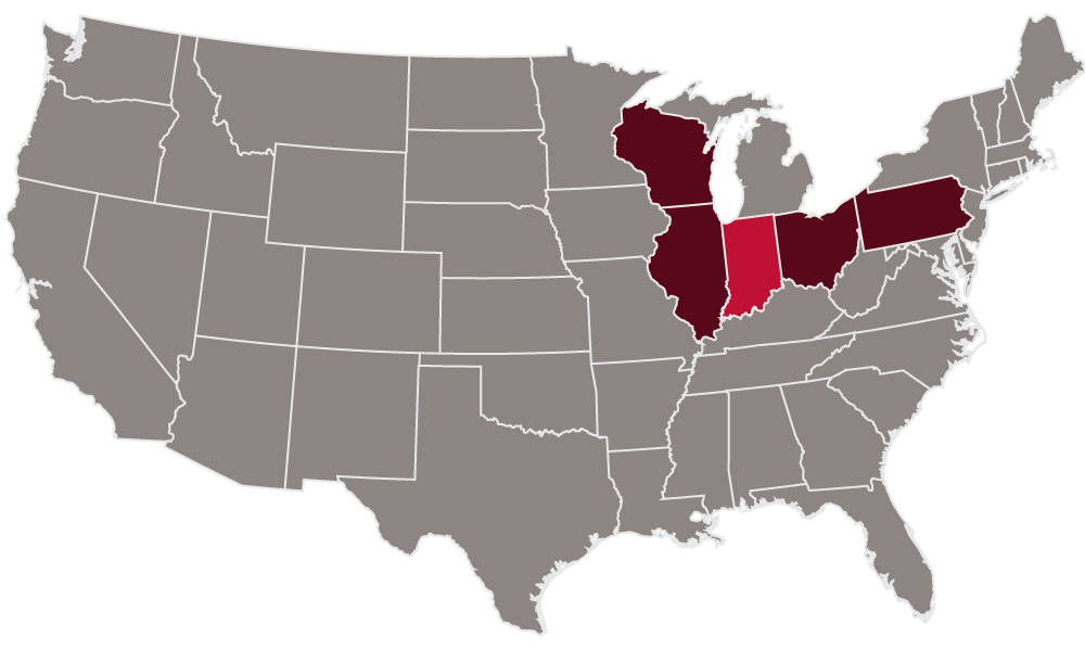 Map of service areas