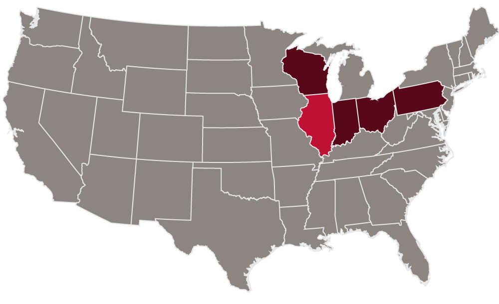 U.S Map highlighting Imperial's service area.