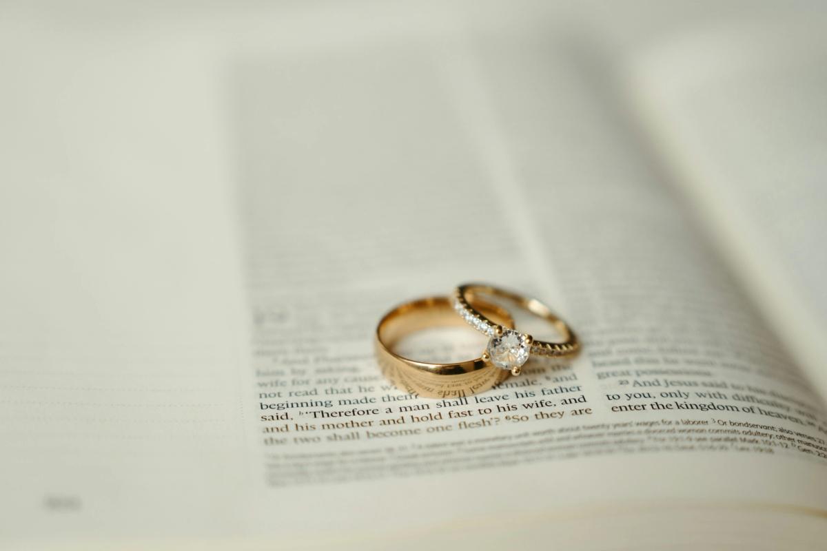 Wedding rings on a Bible