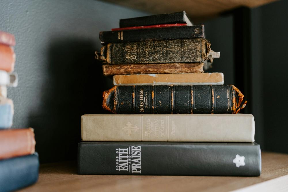 a pile of well read and well loved bibles