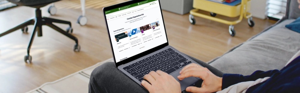 The Christian 360 Hub on a Laptop