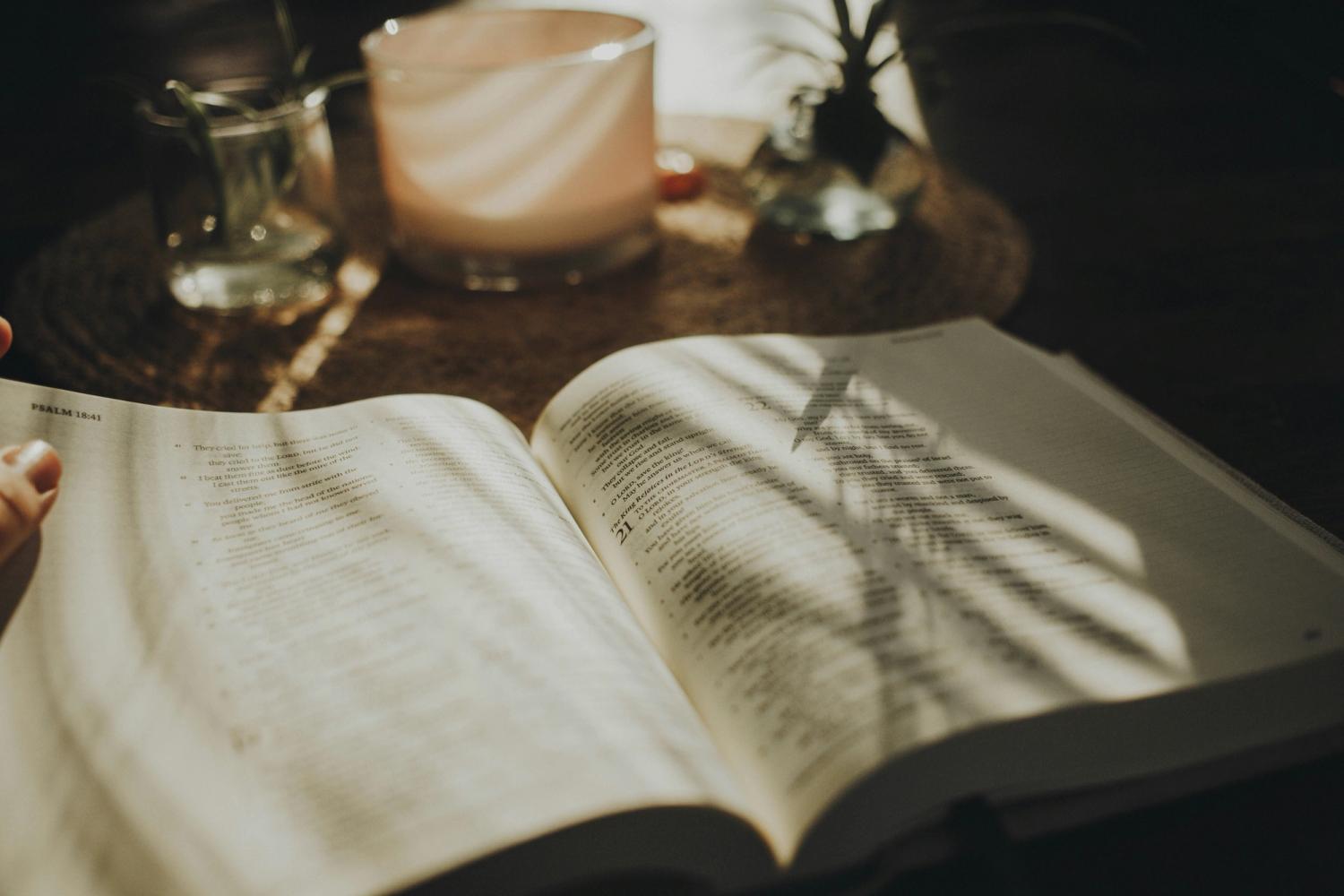 A Bible in soft natural light