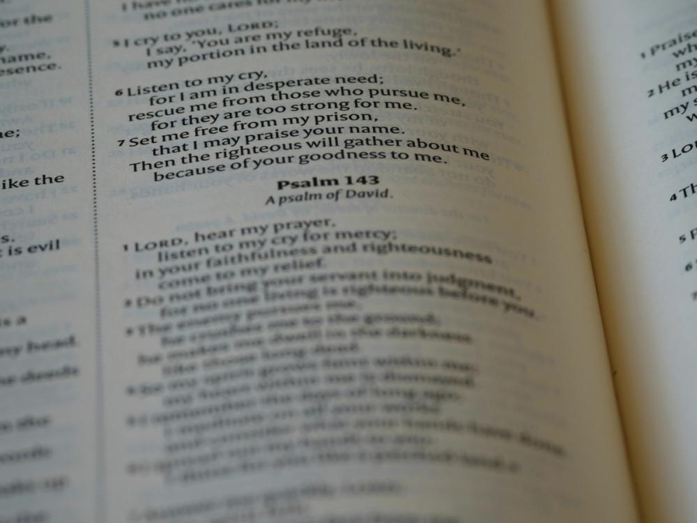 An open spread of a Bible