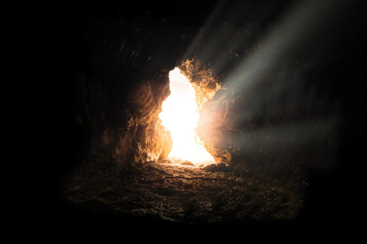 Light coming into a cave, representing the hope of easter