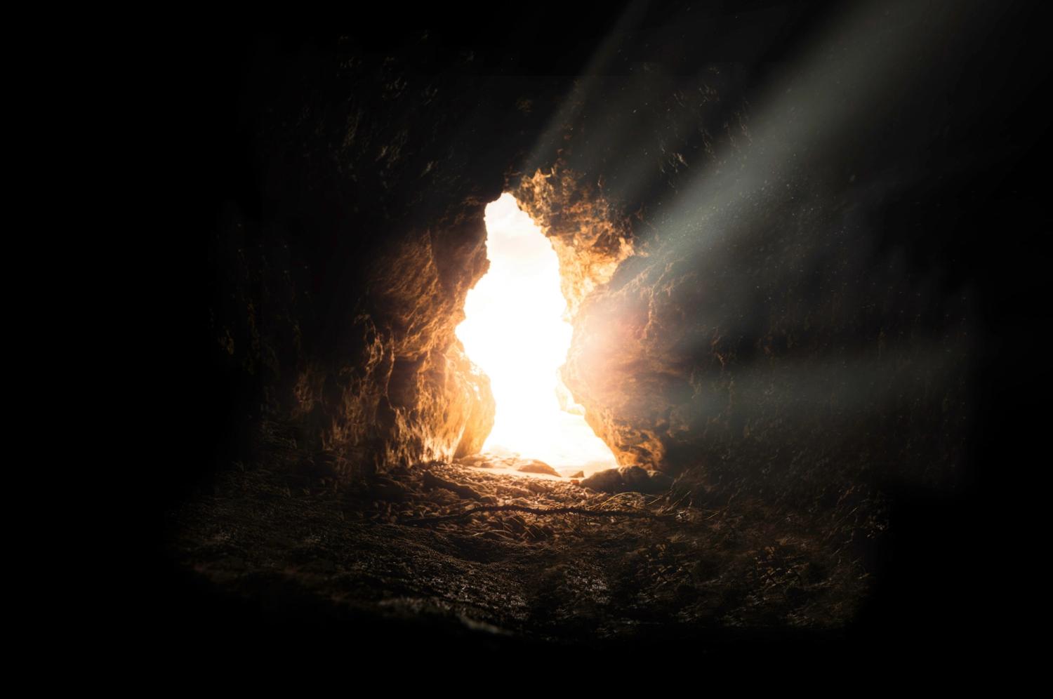 Light coming into a cave, representing the hope of easter