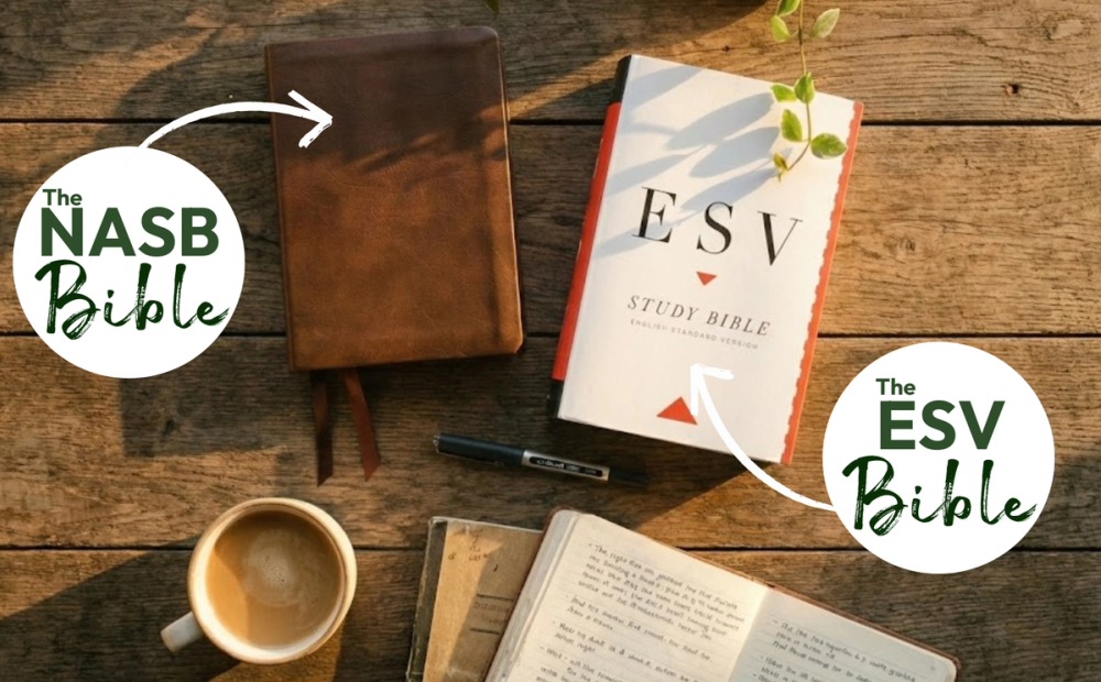 The NASB and the ESV Bibles side-by-side