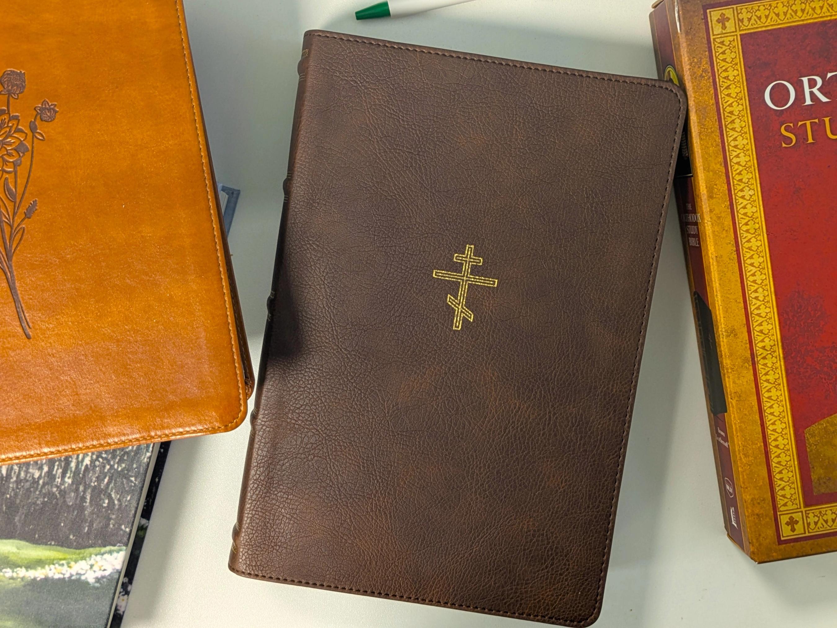 The Orthodox Study Bible, Brown Leathersoft at the Eden office