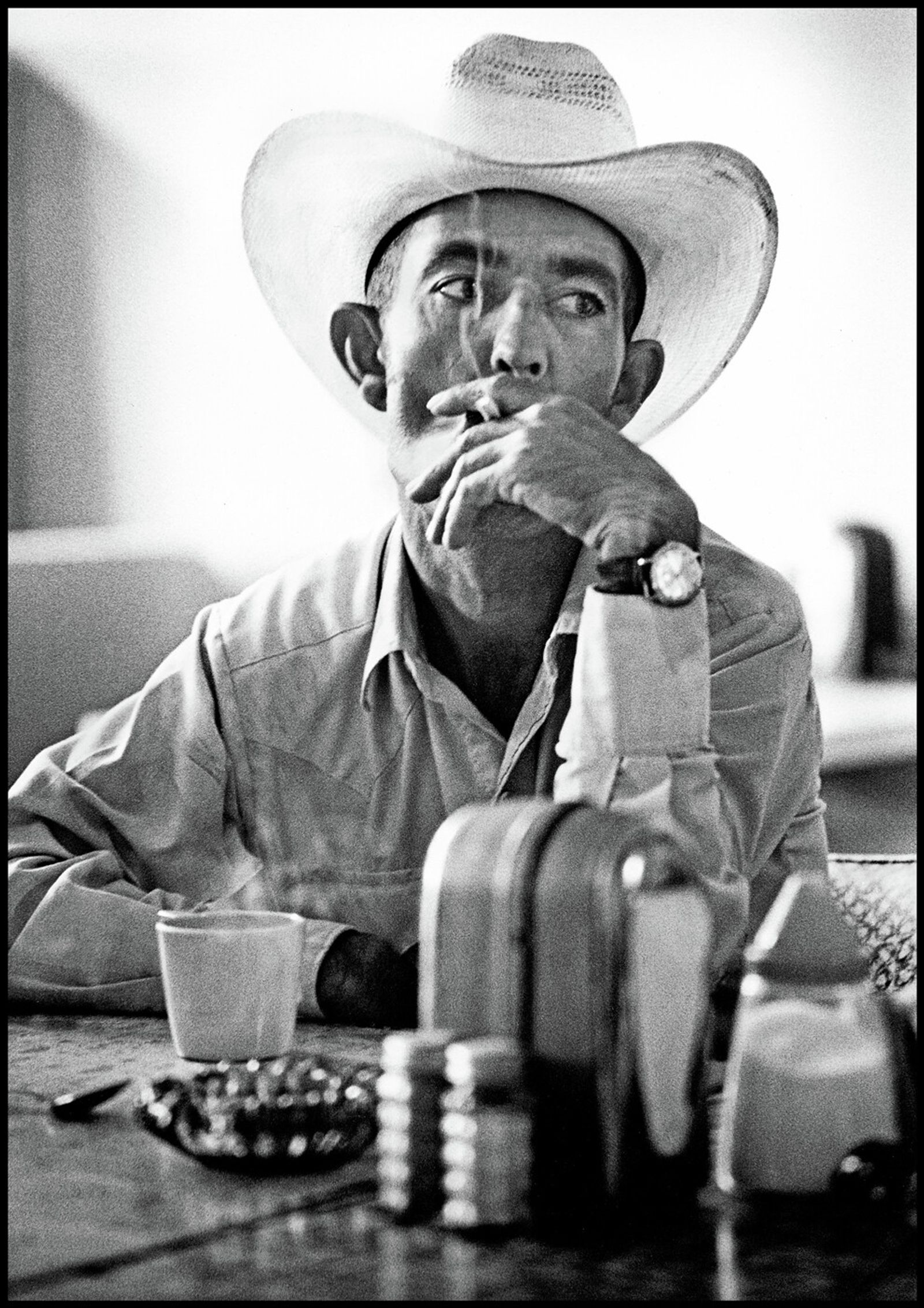 Rancher Having Coffee, Krum, Texas, 1980s