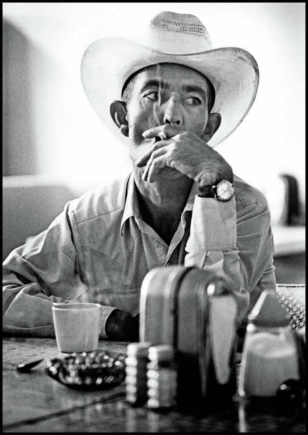 Rancher Having Coffee, Krum, Texas, 1980s