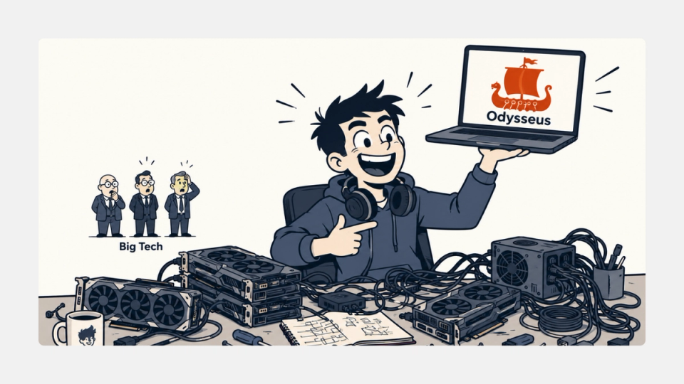 Creator launching Odysseus open-source AI workspace while Big Tech watches.