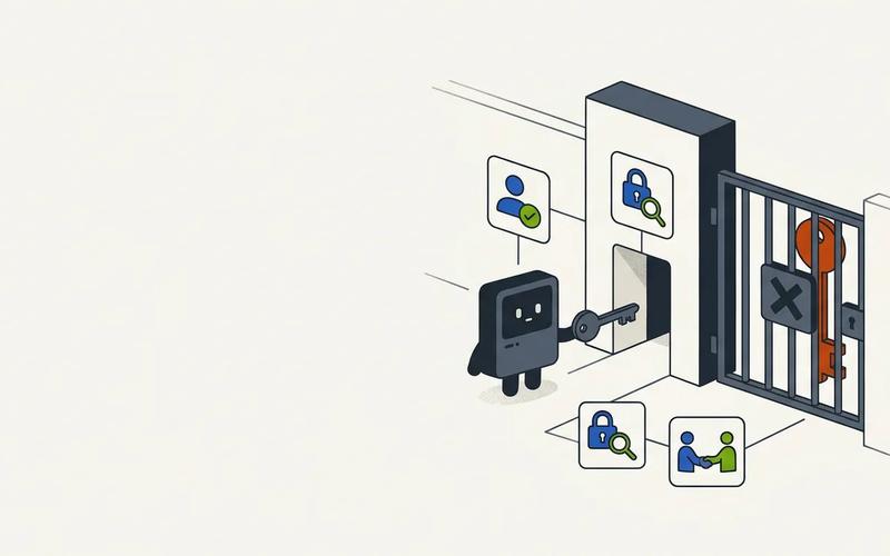 An AI agent passes through separate identity, scope, approval, audit, and recovery controls before reaching external tools.