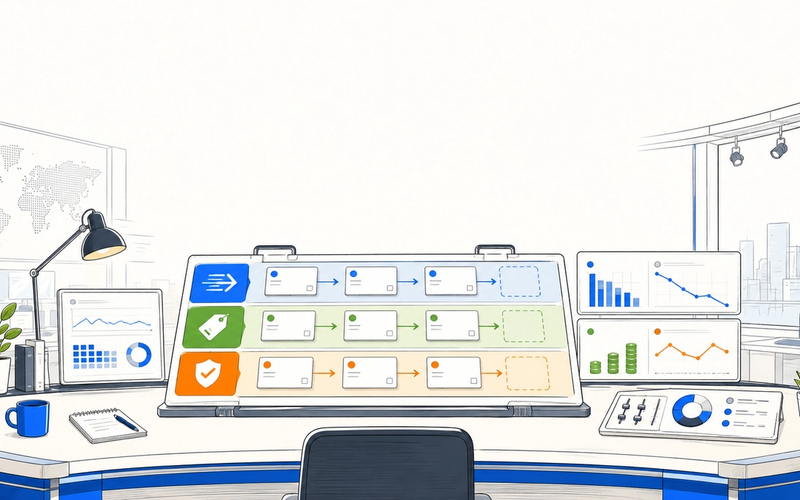 Google Gemini Flash models represented as an agent routing desk focused on cost, speed, and reliability.