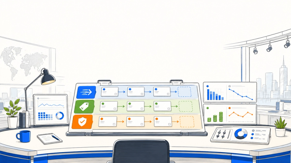 Google Gemini Flash models represented as an agent routing desk focused on cost, speed, and reliability.