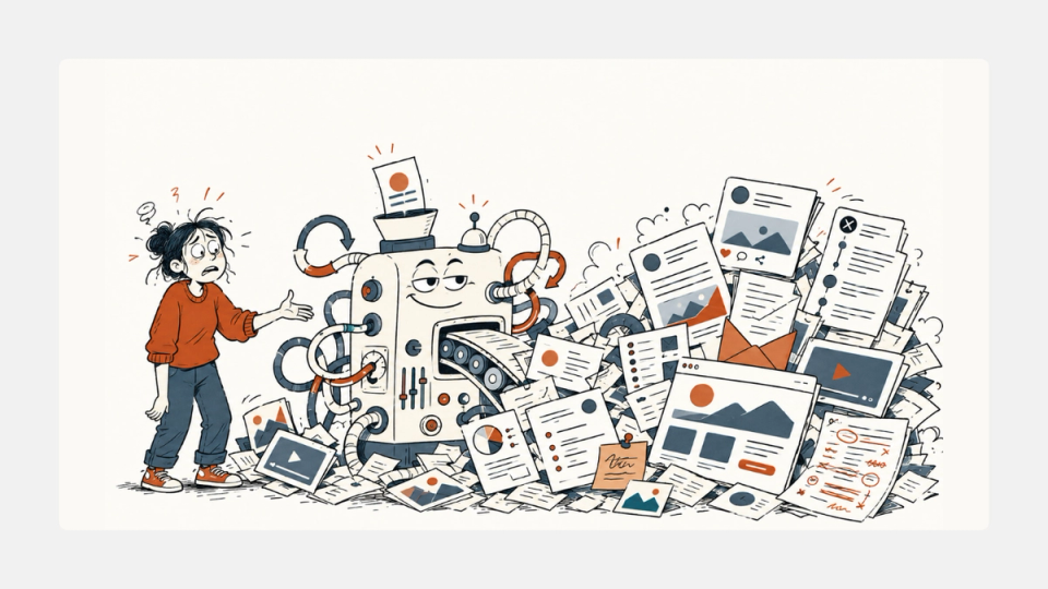 A marketing brief moving through a loop of strategy, channel drafting, critique, and approval.