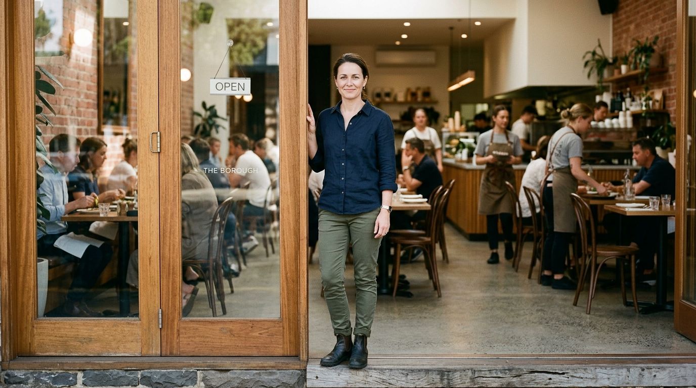 Mature professional standing at the threshold of a hospitality career transition, highlighting RPL options.