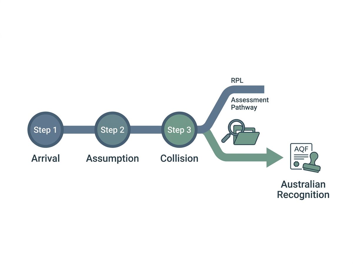 Process diagram showing how the RPL pathway diverts skilled migrants from invisibility to formal Australian recognition