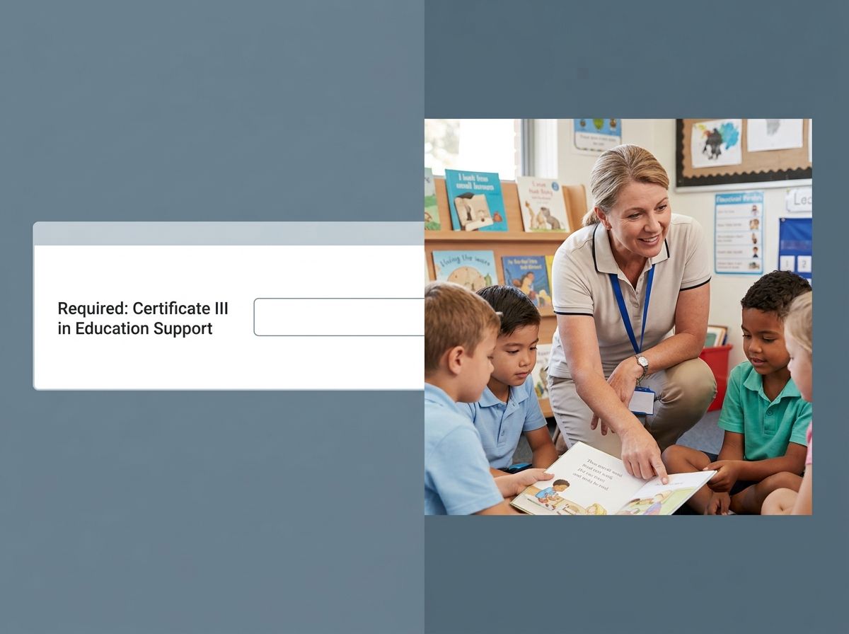 Visual contrast between a blank digital application field and real hands-on teacher's aide classroom skills