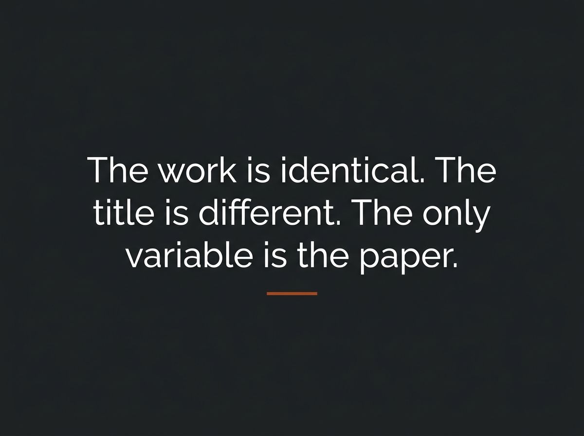 Quote: The work is identical. The title is different. The only variable is the paper. BSB50320 HR qualification