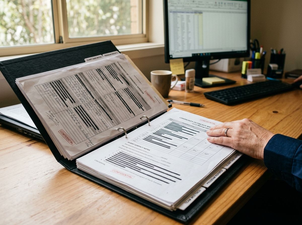 An organized folder of professional workplace records, demonstrating the evidence-gathering process for RPL.
