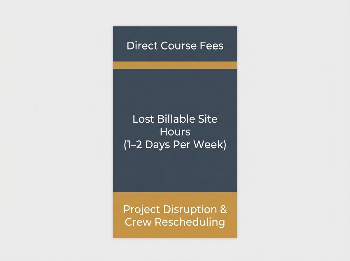 A diagram breaking down TAFE day-release costs into direct fees, lost billable site hours, and project disruption.