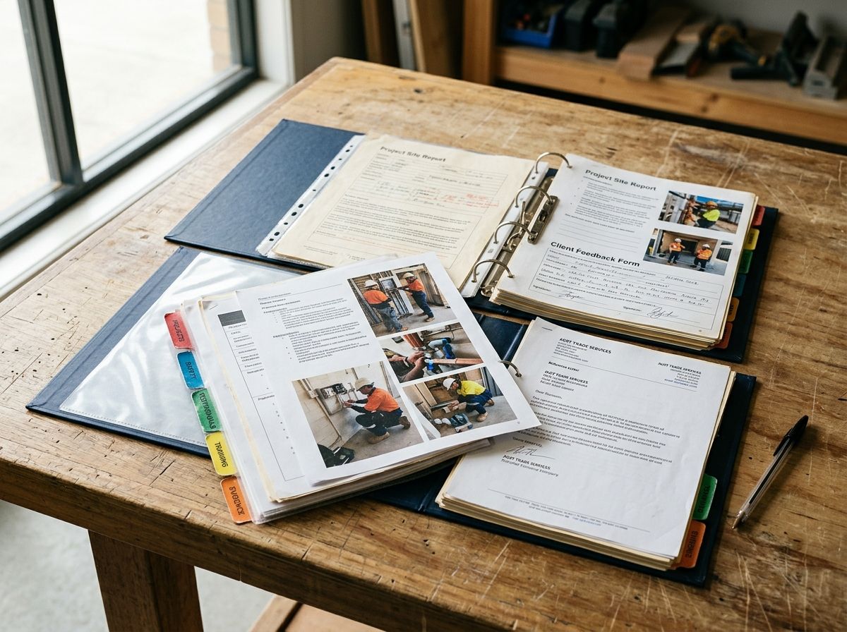 An open professional evidence portfolio containing work samples and documents for an RPL certificate assessment.