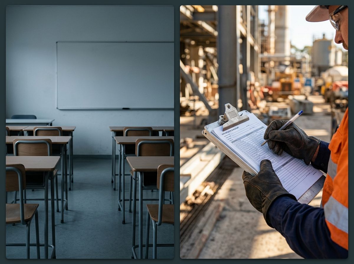 Comparison showing RPL as an on-site evidence gathering process rather than classroom study.
