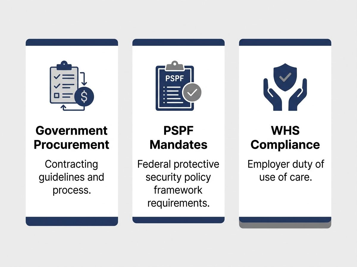 Three drivers for formal security risk qualifications: Government procurement, PSPF mandates, and WHS obligations.