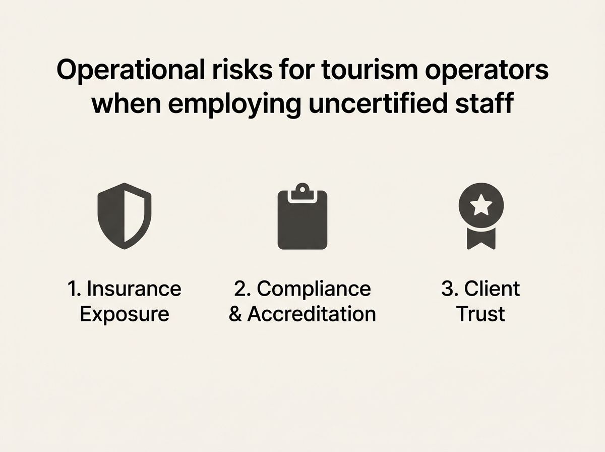 Risk graphic mapping insurance exposure, compliance risk, and client trust for tourism operators.