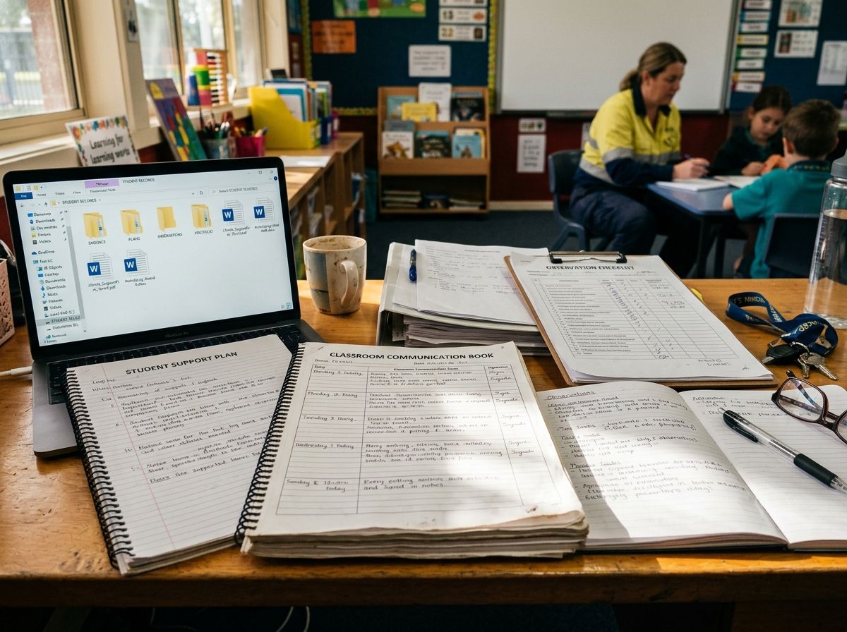 Everyday school support plans and teacher communication logs used as RPL assessment evidence