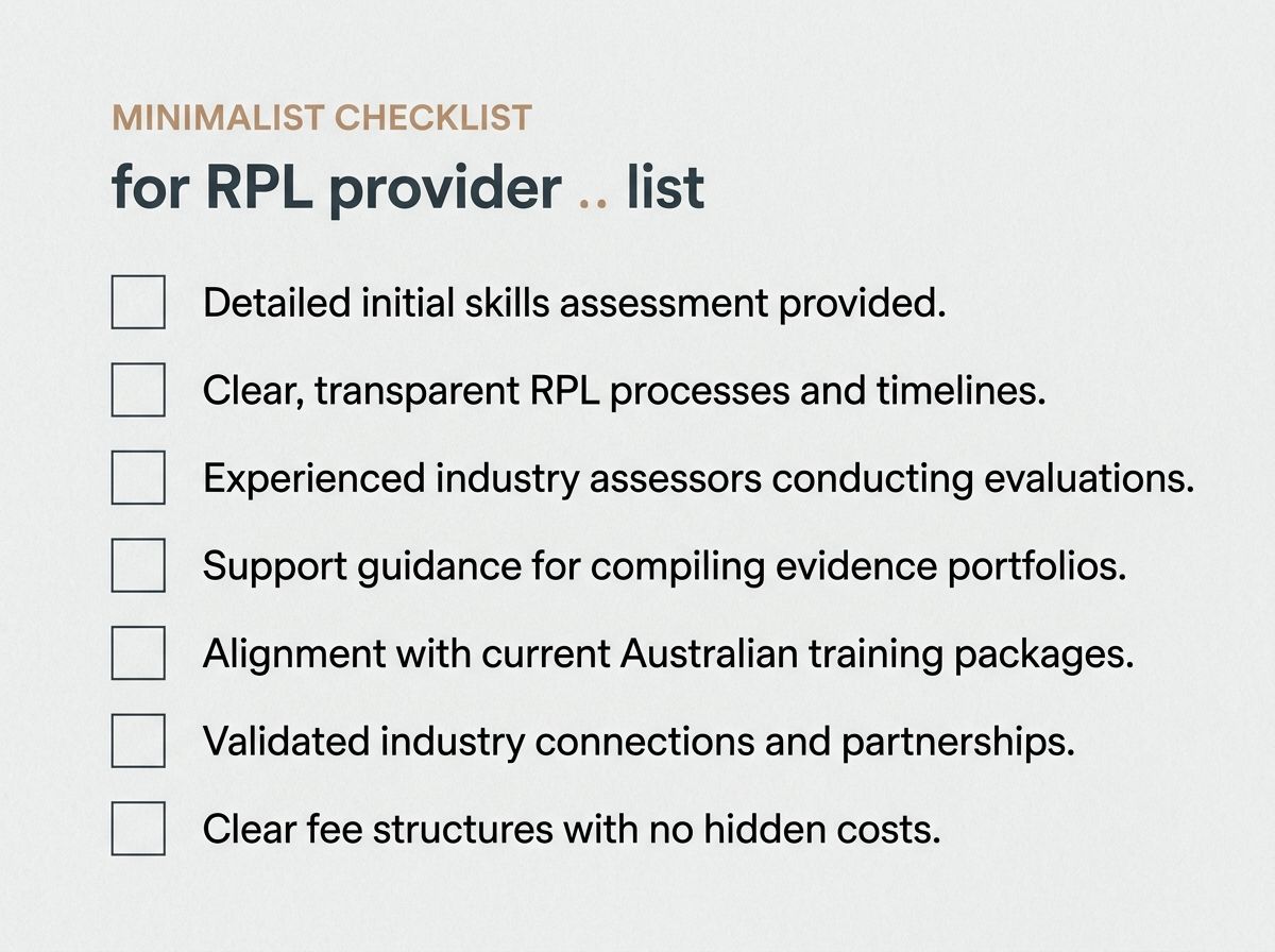 Checklist of credibility markers for evaluating a genuine RPL provider in Australia