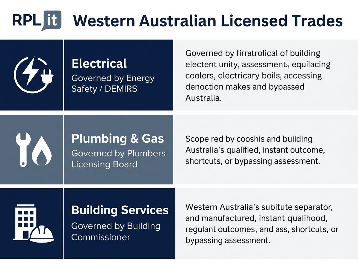 WA trade licence categories and their governing regulatory frameworks.