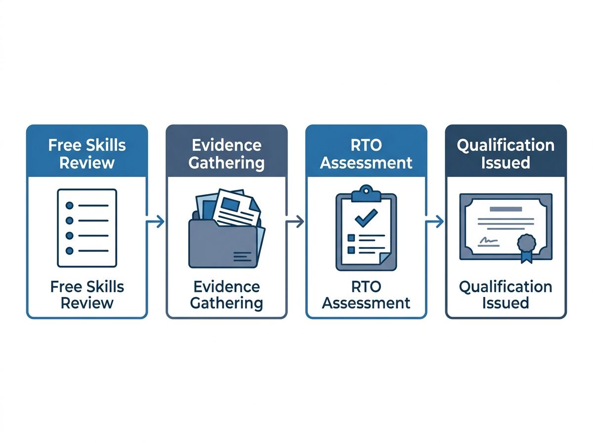 Four-step RPL process flow for experienced plumbers seeking a CPC40920 qualification.