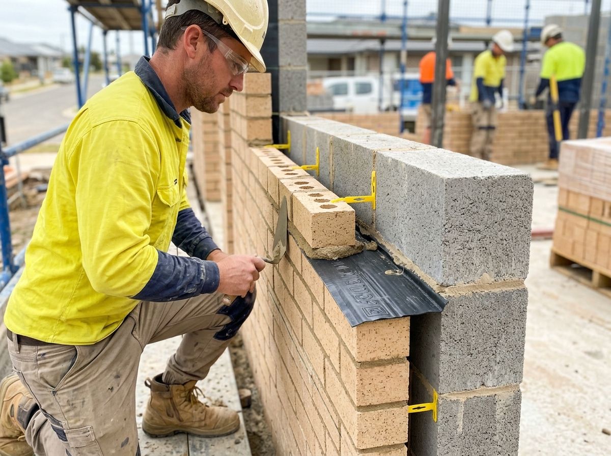 Close-up of compliant cavity brickwork and mortar joints on an Australian site, representing RPL evidence