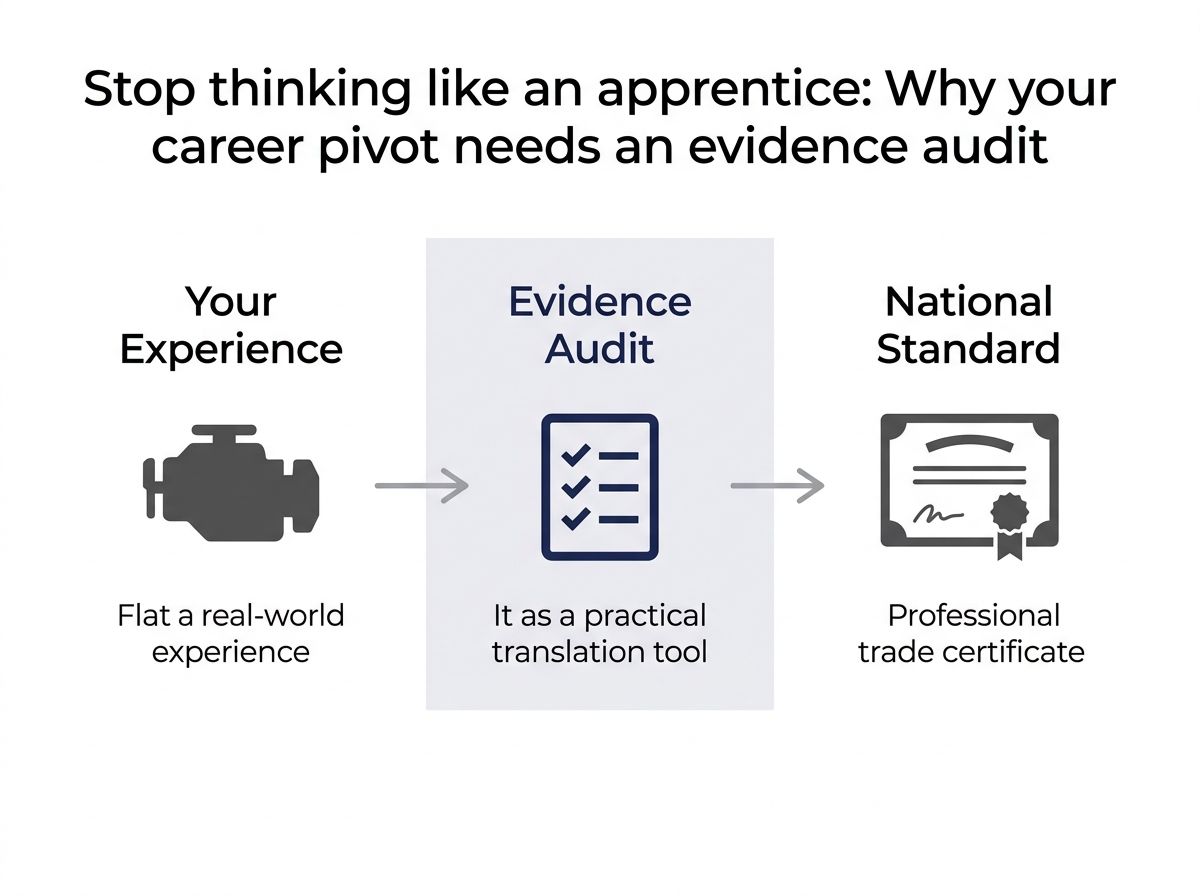 Diagram of the RPL evidence audit process mapping real-world experience to national standards
