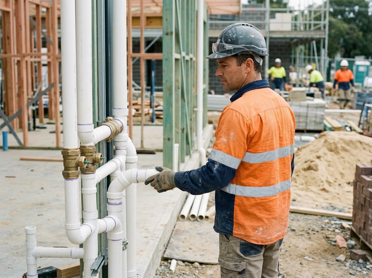 An experienced plumber in workwear reviewing a professionally completed drainage installation on an ACT worksite