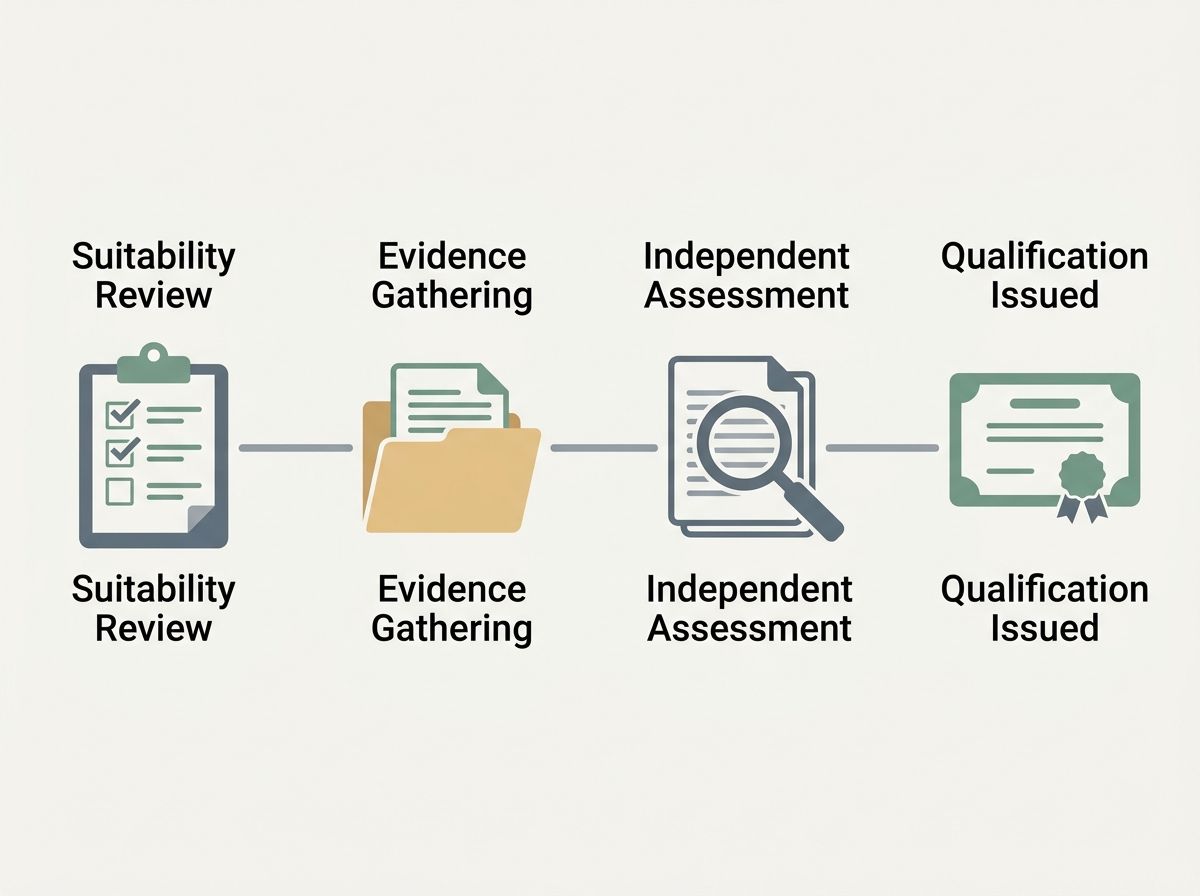 A four-step diagram of the RPL assessment process, from suitability review to independent RTO qualification issue.