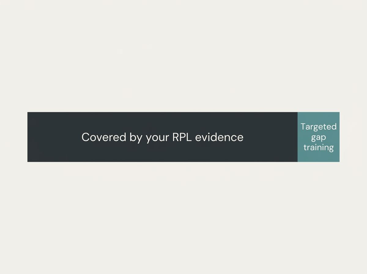 Bar chart illustrating RPL evidence coverage vs small targeted gap training requirement