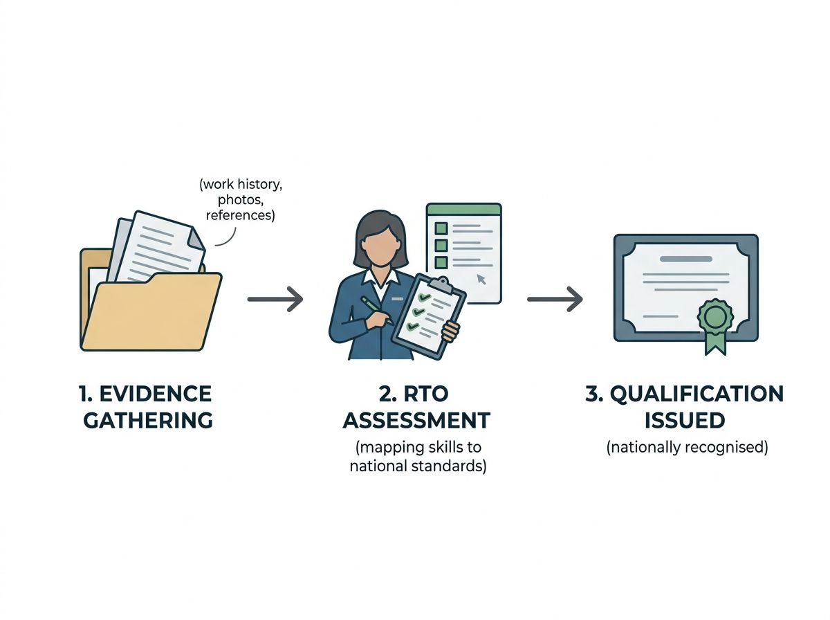 Three-stage RPL process: evidence gathering, RTO assessment, and qualification issuance