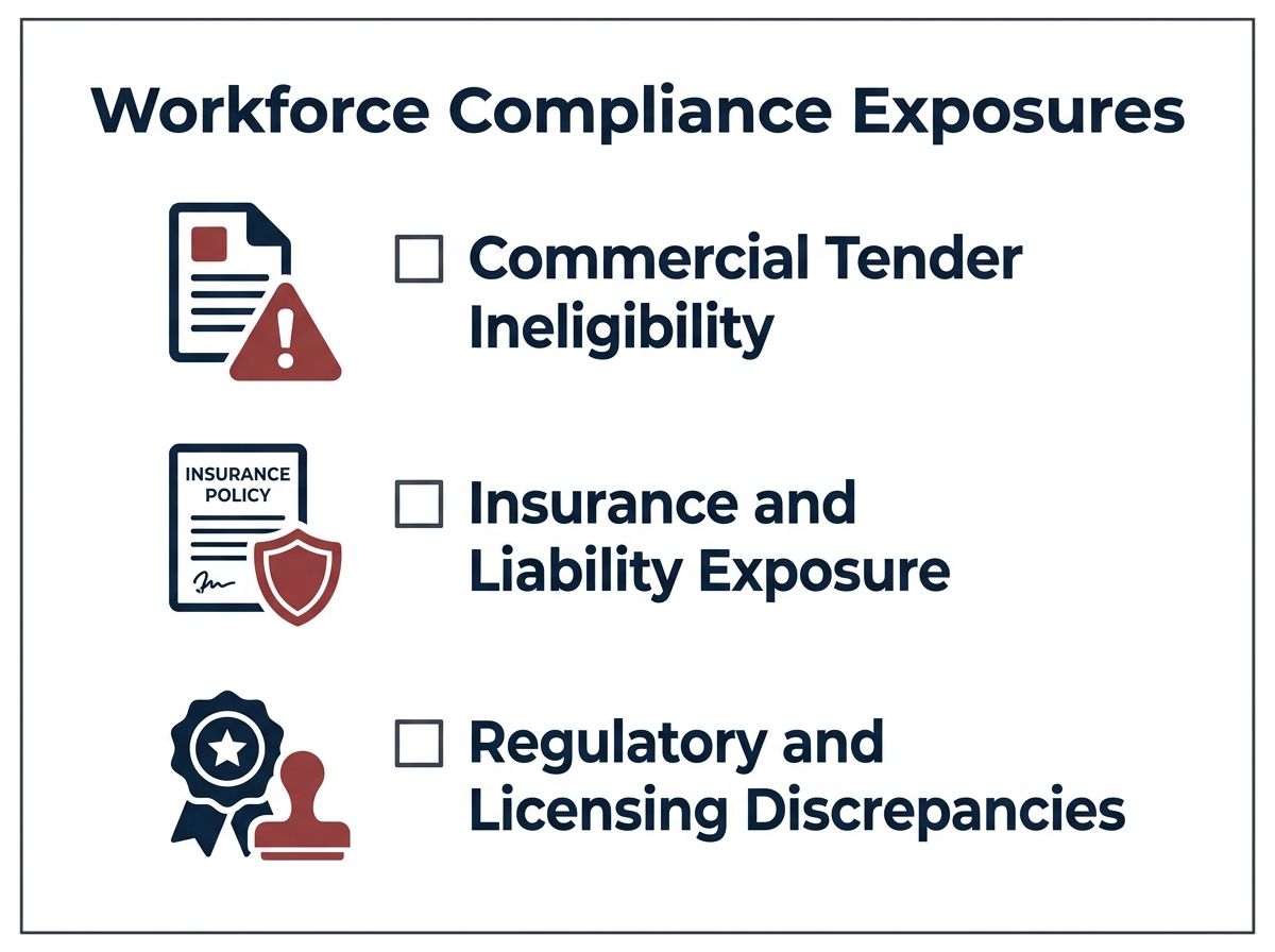 Checklist summarizing compliance and contract risks of operating an unqualified logistics team.