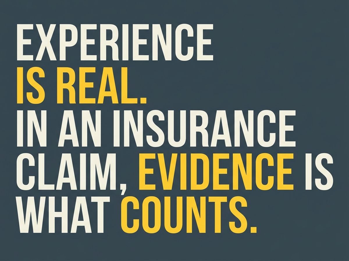 Quote graphic: Experience is real. In an insurance claim, evidence is what counts.