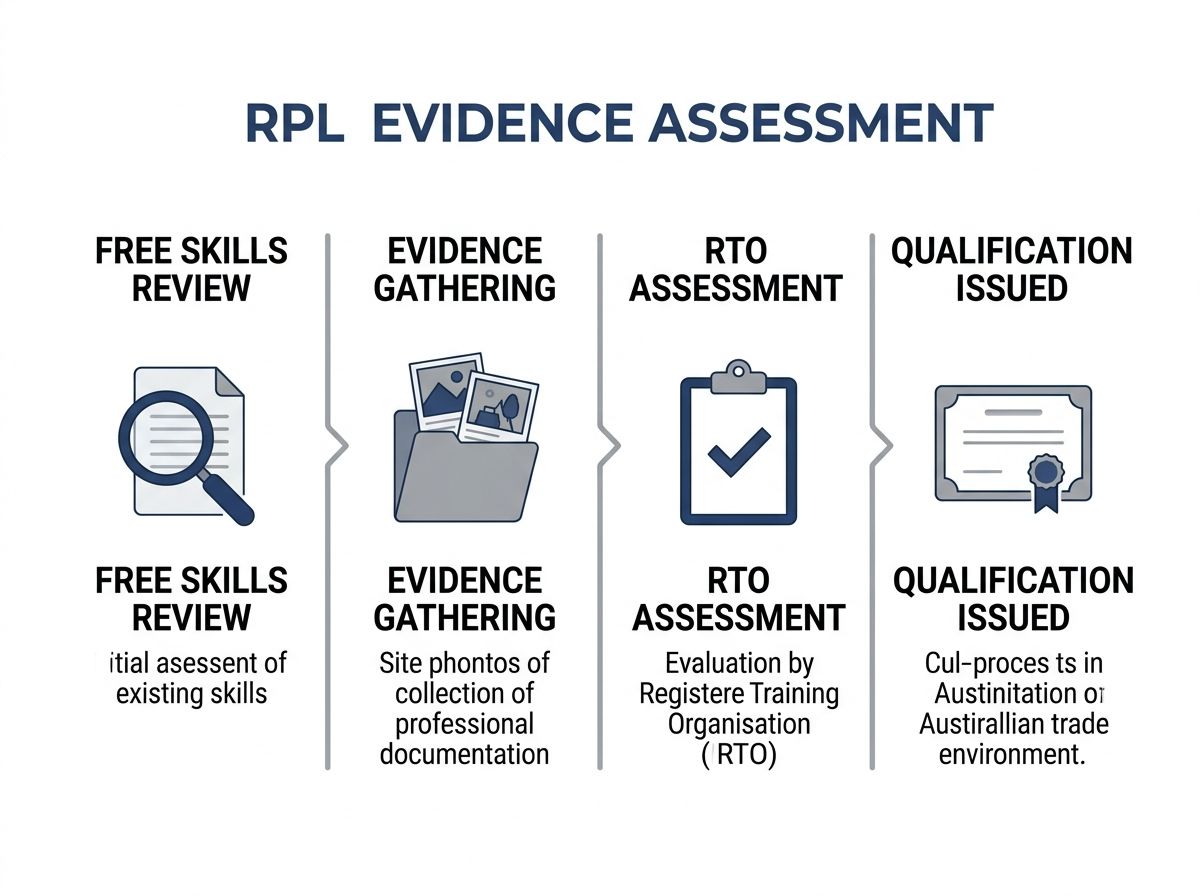 Four-step RPL process diagram for Certificate IV in Plumbing and Services